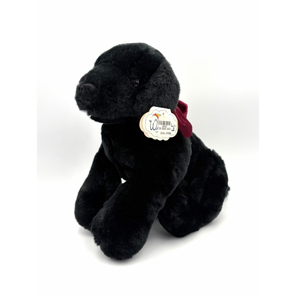 Vintage 2000 Wishpets Blackie Black Lab Labrador Puppy Dog Plush Stuffed Animal
